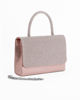 Immagine di DIVAS - Pochette rosa con patta e manico in strass, tracolla removibile