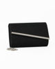 Immagine di DIVAS - Pochette nera in lurex con filo di strass sulla patta, tracolla removibile