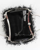 Immagine di DIVAS - Clutch nera con piume e manici in strass, tracolla removibile