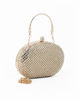 Immagine di DIVAS - Clutch oro con strass  e pomello strass, tracolla e manico removibili