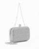 Immagine di DIVAS - Clutch argento con strass, pomello  strass e tracolla removibile