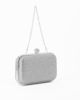 Immagine di DIVAS - Clutch argento con strass, pomello  strass e tracolla removibile