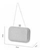Immagine di DIVAS - Clutch argento con strass, pomello  strass e tracolla removibile