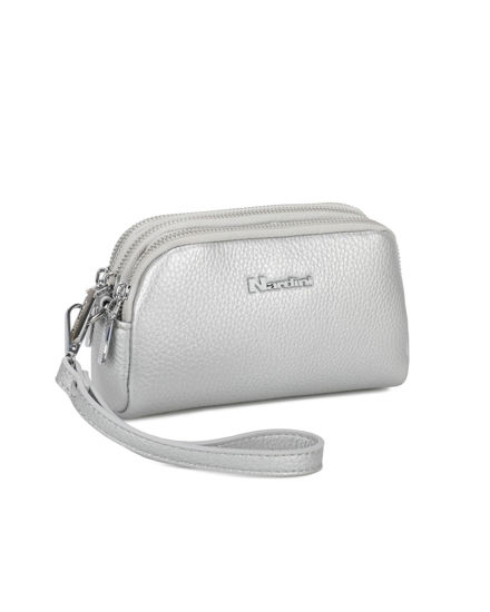 Immagine di NARDINI - Pochette argento con tre scomparti e laccio al polso removibile