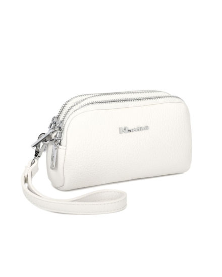 Immagine di NARDINI - Pochette bianca con tre scomparti e laccio al polso removibile