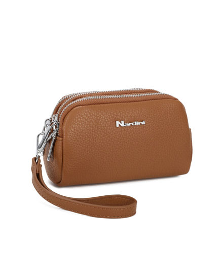 Immagine di NARDINI - Pochette cuoio con tre scomparti e laccio al polso removibile