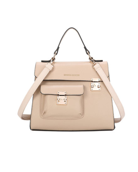 Immagine di ENRICO COVERI - Borsa a mano taupe con patta, tasca frontale e posteriore, tracolla removibile