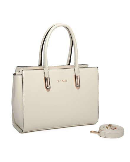 Immagine di RIFLE - Borsa due manici beige con tasca posteriore, tracolla removibile