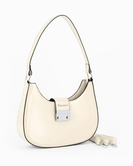 Immagine di NARDINI - Borsa a spalla beige con mini pattina e tracolla removibile