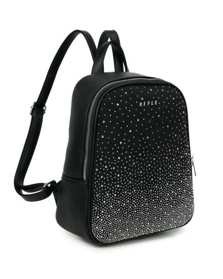 Immagine di RIFLE - Zaino nero con parte frontale in strass