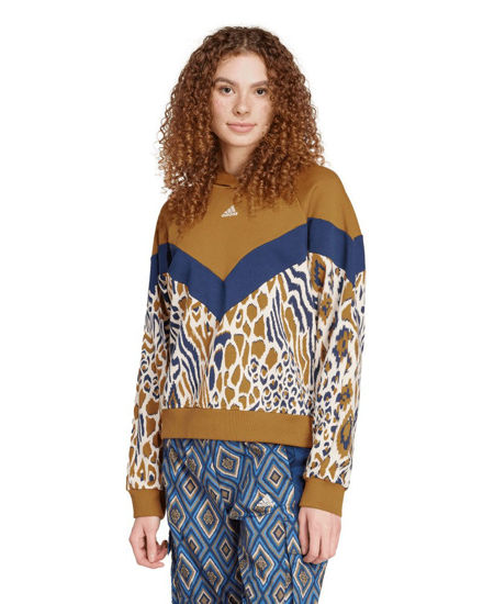 Immagine di ADIDAS - FELPA CON CAPPUCCIO FARM HOODIE OCRA/BLU - IV9738