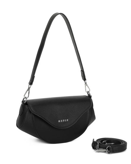 Immagine di RIFLE - Minibag nera con patta e tracolla removibile