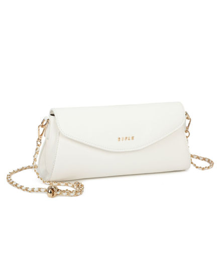 Immagine di RIFLE - Borsa baguette bianca con patta