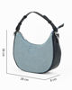 Immagine di RIFLE - Borsa mezzaluna blu jeans con borchie, catenina removibile