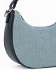 Immagine di RIFLE - Borsa mezzaluna blu jeans con borchie, catenina removibile