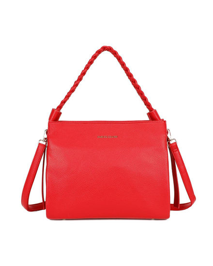 Immagine di ENRICO COVERI - Borsa a spalla rossa con manico intrecciato, tracolla removibile