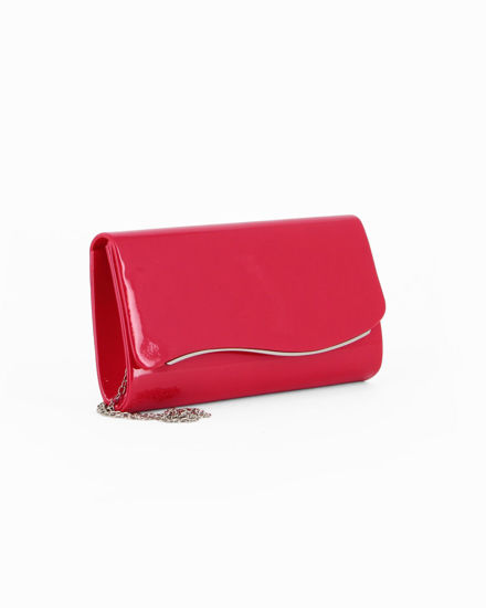 Immagine di MISS GLOBO - Pochette rossa effetto vernice con patta e dettaglio argento