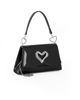 Immagine di MISS GLOBO - Pochette nera effetto vernice con patta e dettaglio cuore in strass