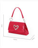 Immagine di MISS GLOBO - Pochette rossa effetto vernice con patta e dettaglio cuore in strass