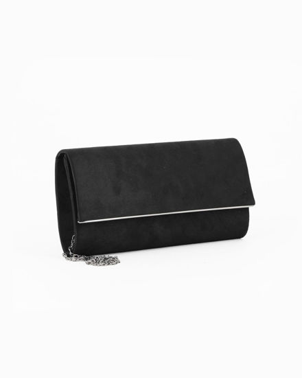 Immagine di MISS GLOBO - Pochette nera scamosciata e dettaglio argento sulla patta