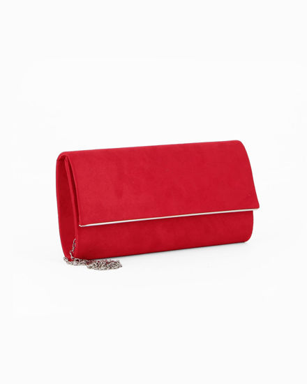 Immagine di MISS GLOBO - Pochette rossa scamosciata e dettaglio argento sulla patta