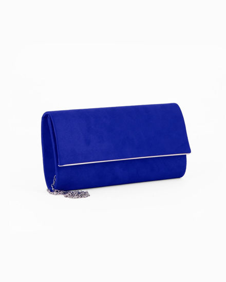 Immagine di MISS GLOBO - Pochette blu scamosciata e dettaglio argento sulla patta