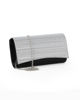 Immagine di MISS GLOBO - Pochette in raso nera con patta glitter argento effetto plissettato,  tracolla removibile