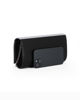 Immagine di MISS GLOBO - Pochette in raso nera con patta glitter argento effetto plissettato,  tracolla removibile