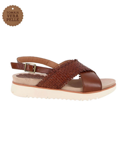 Immagine di ELLEN BLAKE - Sandalo rovere in VERA PELLE con fasce incrociate, tacco 3,5CM