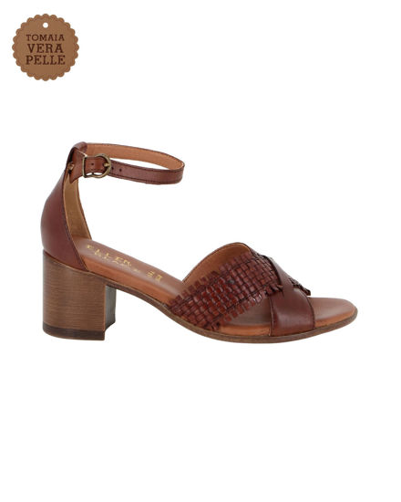 Immagine di ELLEN BLAKE - Sandalo rovere in VERA PELLE con fasce incrociate, tacco 5,5CM