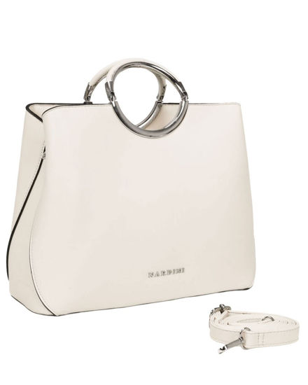 Immagine di NARDINI - Borsa due manici beige con tasca posteriore e tre scomparti interni, tracolla removibile