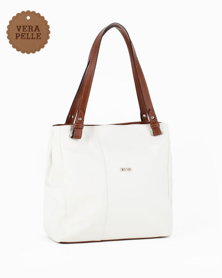 Immagine di DIVAS - Borsa shopping bianca tre scomparti VERA PELLE - MADE IN ITALY