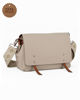 Immagine di DIVAS - Borsa taupe VERA PELLE con patta e tracolla nastro -MADE IN ITALY