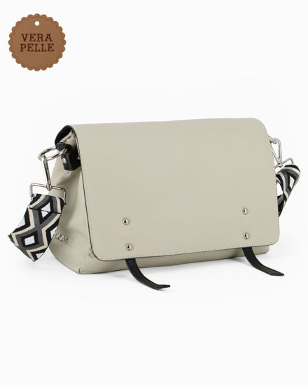 Immagine di DIVAS - Borsa grigia modello postina VERA PELLE, MADE IN ITALY