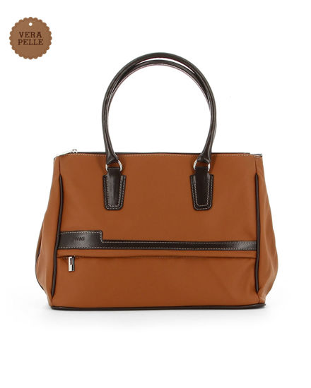 Immagine di DIVAS - Borsa due manici cuoio in VERA PELLE con zip orizzontale frontale, MADE IN ITALY