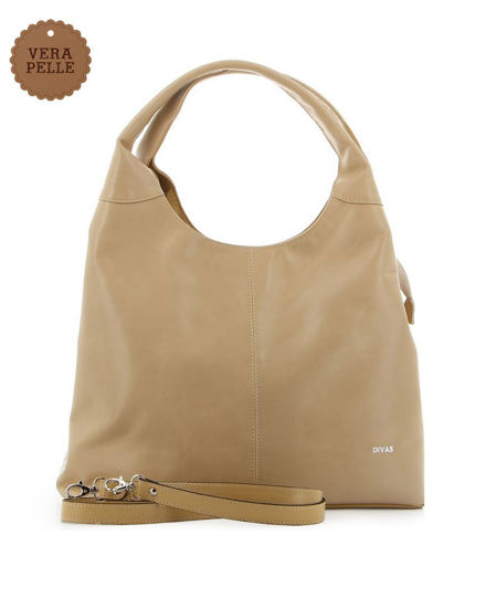 Immagine di DIVAS - Borsa a sacca sabbia in VERA PELLE con doppia cucitura centrale, MADE IN ITALY