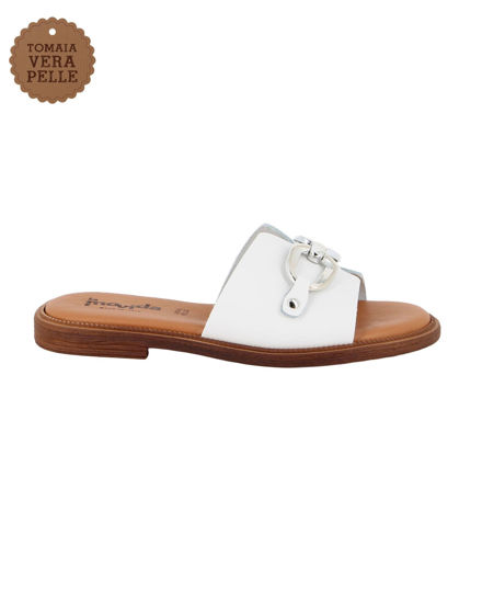 Immagine di LA MOVIDA - Ciabatta bianca con sottopiede in VERA PELLE e morsetto sulla fascia, MADE IN ITALY