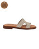 Immagine di LA MOVIDA - Ciabatta beige con sottopiede in VERA PELLE e fascia scamosciata con strass, MADE IN ITALY