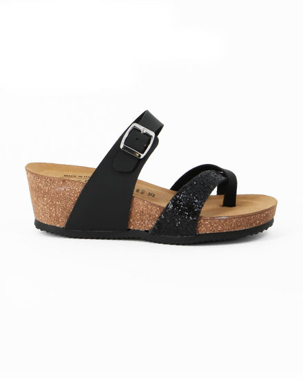 Immagine di SANA COMFORT - Ciabatta nera infradito con sottopiede in VERA PELLE e suola antiscivolo, MADE IN ITALY