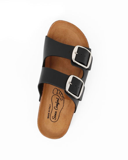 Immagine di SANA COMFORT - Ciabatta nera con sottopiede in VERA PELLE e suola antiscivolo, MADE IN ITALY