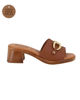 Immagine di LA MOVIDA - Ciabatta cuoio in VERA PELLE con morsetto, tacco 5CM - MADE IN ITALY