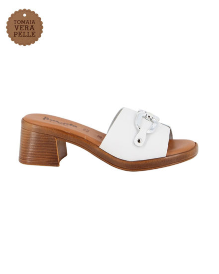 Immagine di LA MOVIDA - Ciabatta bianco in VERA PELLE con morsetto, tacco 5CM - MADE IN ITALY