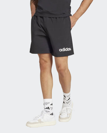 Immagine di ADIDAS - PANTALONCINO LIN SJ NERO CON LOGO BIANCO DA UOMO - JE9012