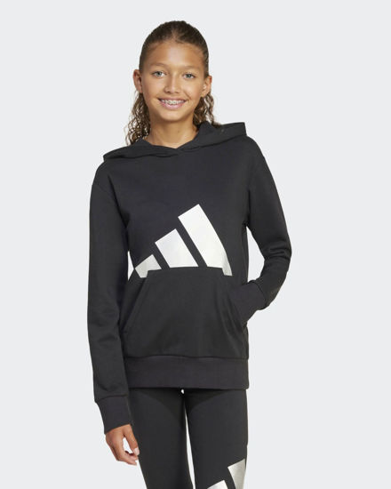 Immagine di ADIDAS - FELPA NERO E ARGENTO CON CAPPUCCIO GLAM HD JUNIOR - JC7505