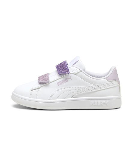Immagine di PUMA - SNEAKER JUNIOR SMASH 3.0  BIANCA E LILLA CON GLITTER, NUMERATA 28/35 - 395609-06