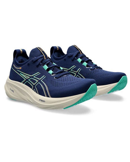 Immagine di ASICS GEL NIMBUS 26 - Scarpa da running blu e verde da donna - 1012B601_400