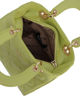 Immagine di NARDINI - Borsa piccola pistacchio due manici effetto vernice trapuntata con cuori e ciondoli, tracolla removibile