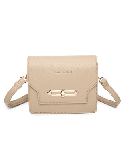 Immagine di ENRICO COVERI - Minibag taupe con patta e chiusura a girello, tracolla removibile
