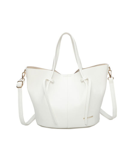 Immagine di ENRICO COVERI - Borsa due manici beige con pochette interna estraibile, tracolla removibile