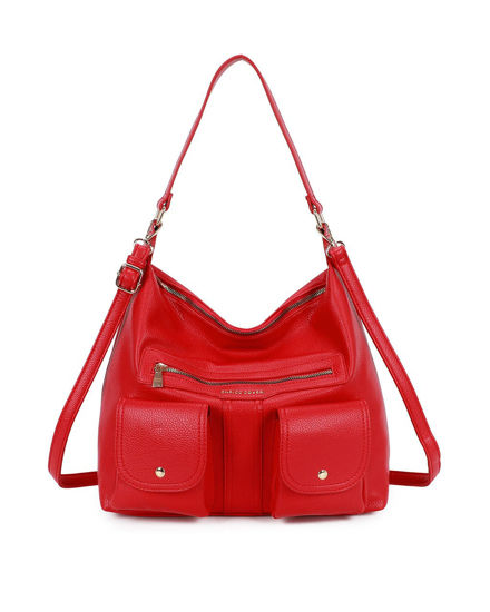 Immagine di ENRICO COVERI - Borsa sacca rossa con tre tasche frontali, tracolla removibile